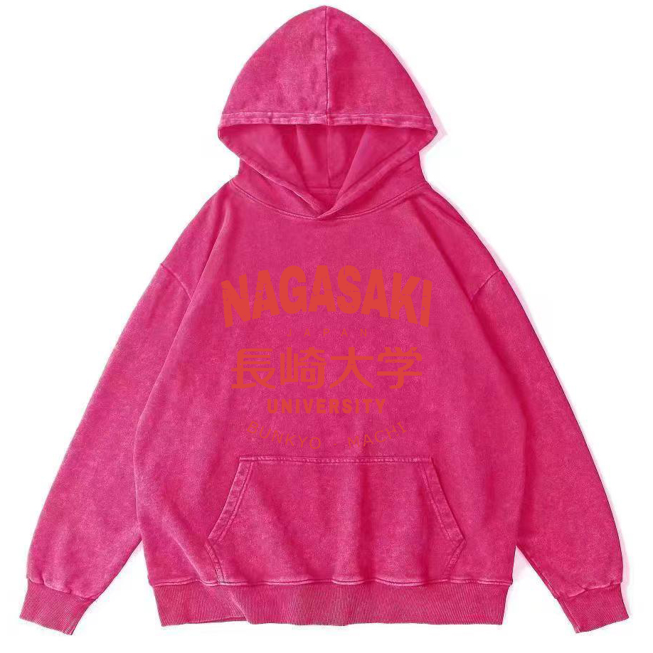 NAGASAKI University  Vintage Washed Hoodie-Zazasy