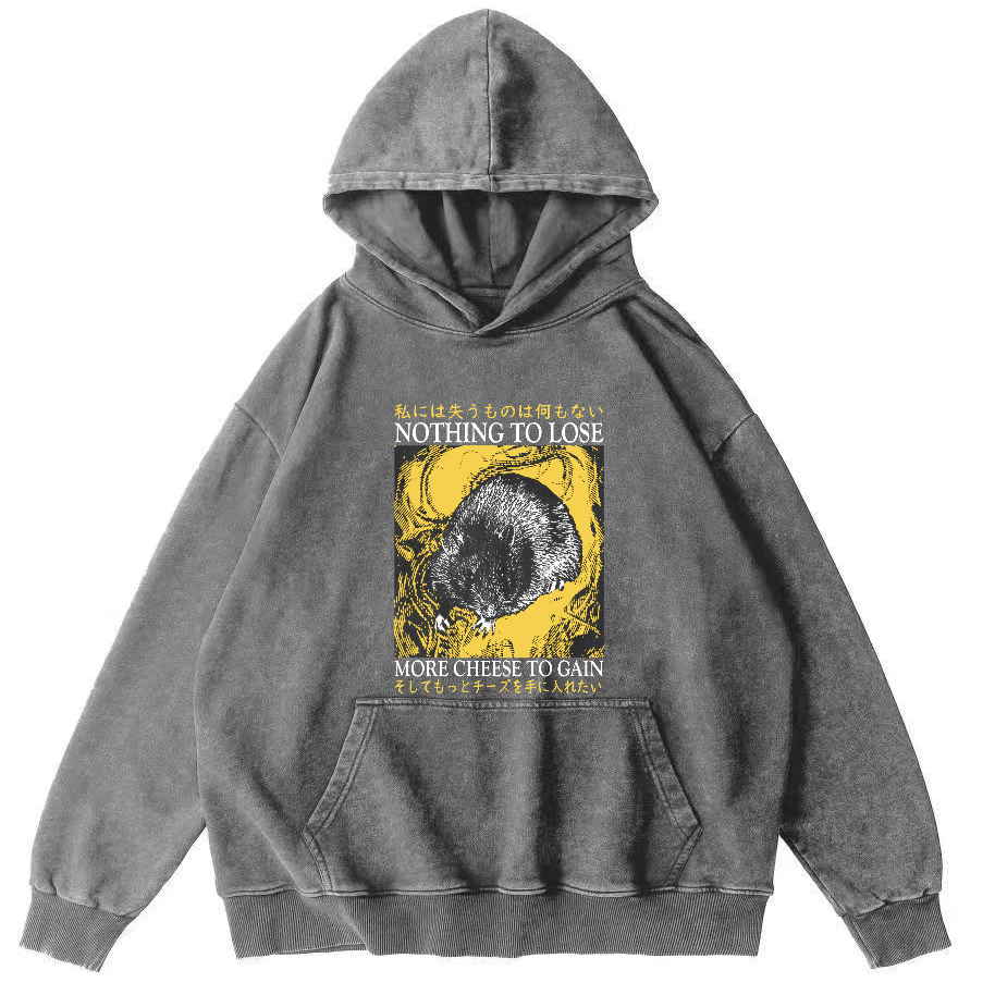 Mouse Pattern Japanese Sstyle Vintage Distressed Hoodie-Zazasy