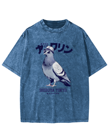 Shibuya pigeon Vintage Washed T-shirt