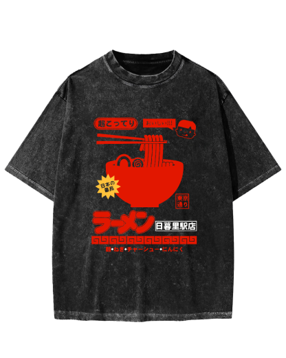 Tokyo Lamian Noodles Vintage Washed T-shirt-Zazasy
