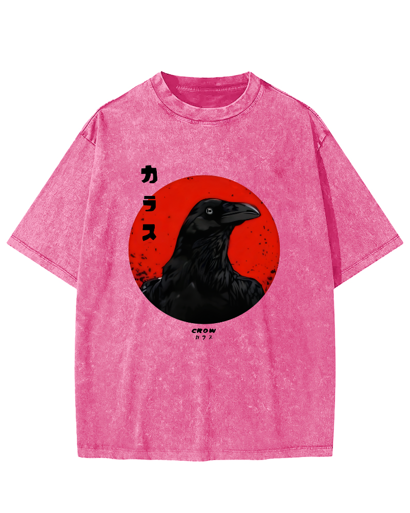 Crow Japanese Vintage Distressed T-shirt-Zazasy