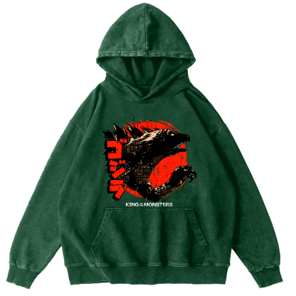 King oF Monsters Vintage Distressed Hoodie-Zazasy
