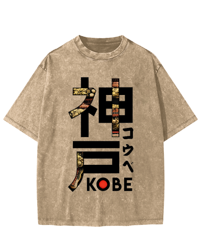 Kobe Japanese Script Vintage Distressed T-shirt-Zazasy