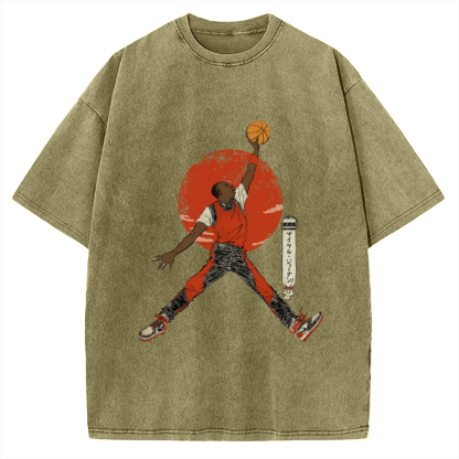 Ukiyo-e Style Basketball Player Michael Vintage Washed T-shirt