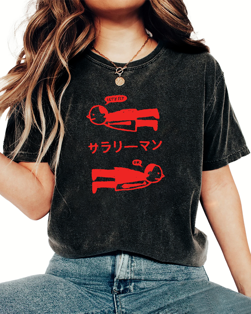 Let's Fly office workers Vintage Washed T-shirt