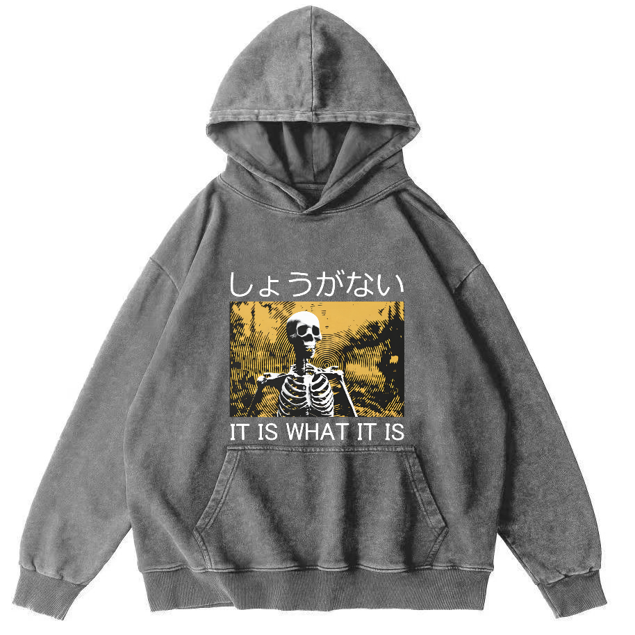 Retro Skeleton Japanese Style Vintage Distressed Hoodie-Zazasy