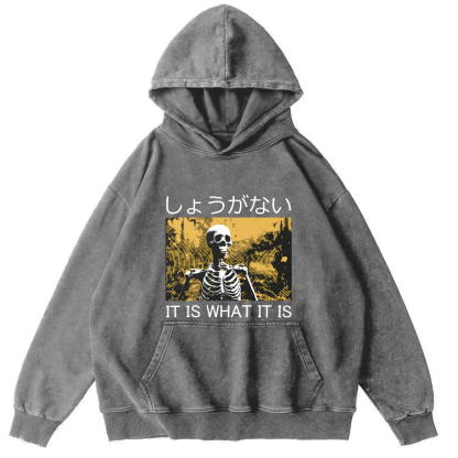 Retro Skeleton Japanese Style Vintage Distressed Hoodie-Zazasy