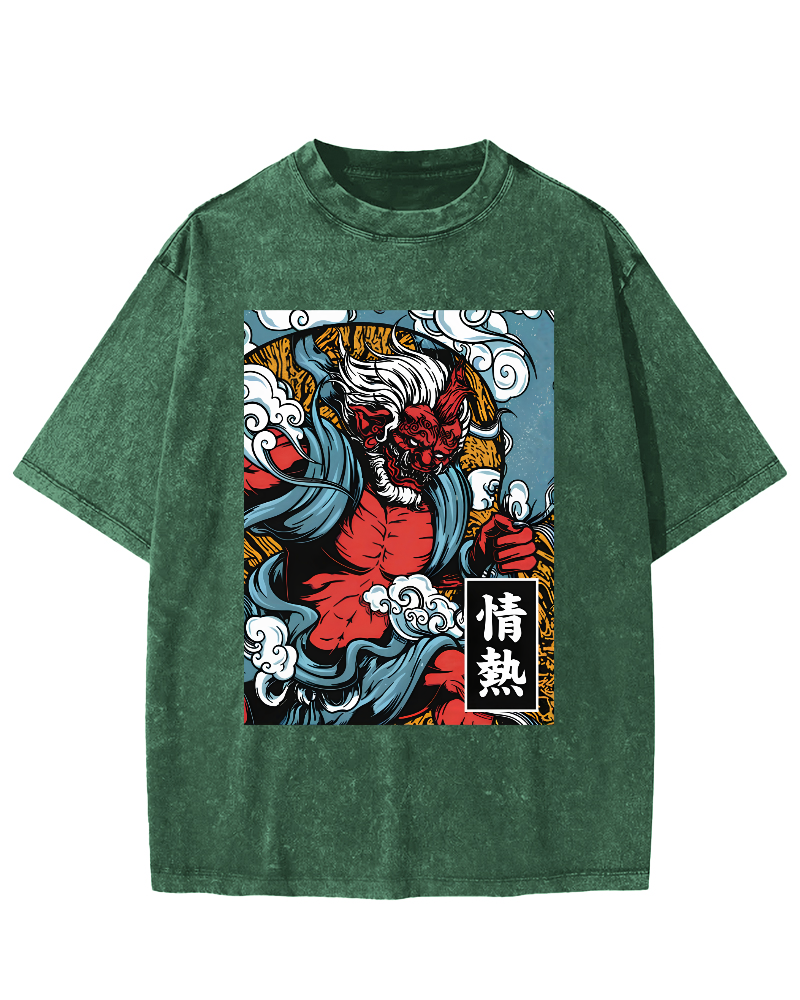 Passionate Japanese Text Vintage Distressed T-shirt-Zazasy