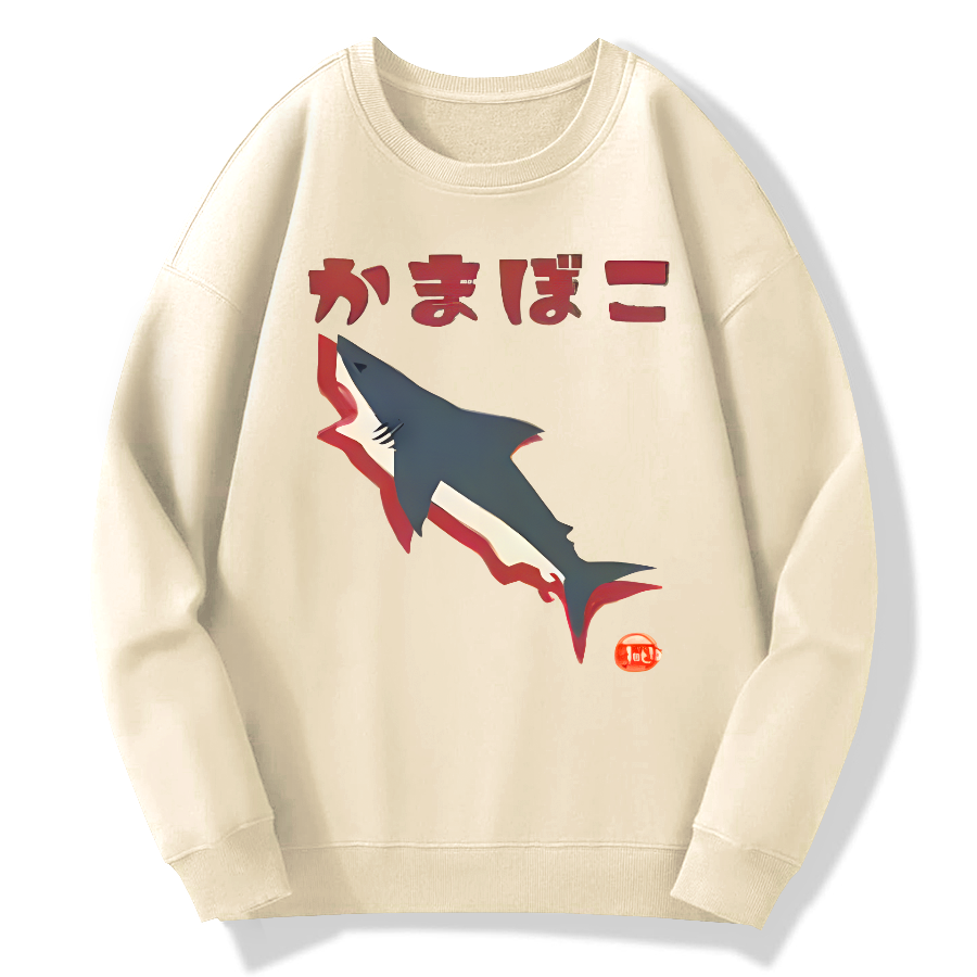 Great White Shark Japanese Retro Cotton Pullover Sweatshirt