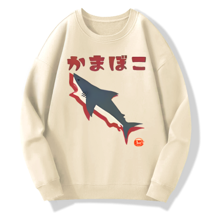 Great White Shark Japanese Retro Cotton Pullover Sweatshirt