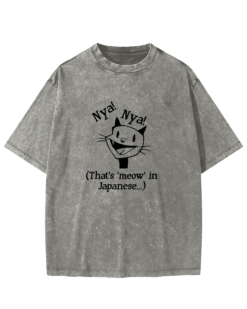 Cute Cat Pattern Vintage Distressed T-shirt-Zazasy