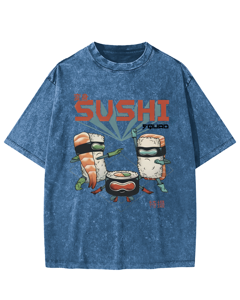 Tokyo Sushi Vintage Washed T-shirt-Zazasy