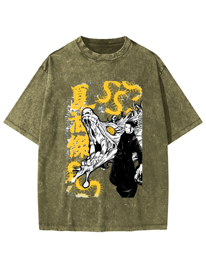 Crocodile Monster Japanese Style Vintage Washed T-shirt-Zazasy