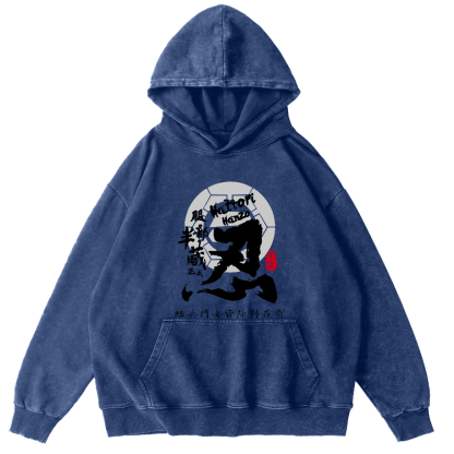 Ninja Japanese Vintage Washed Hoodie-Zazasy