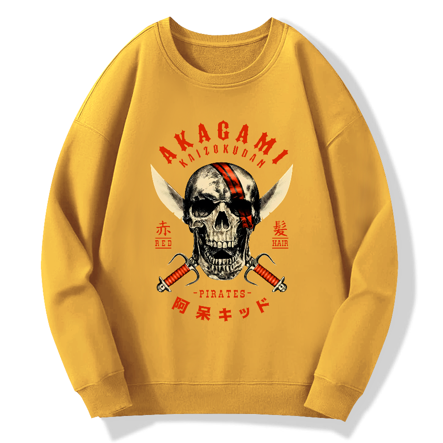 Skull Street Retro Cotton Pullover Sweatshirt