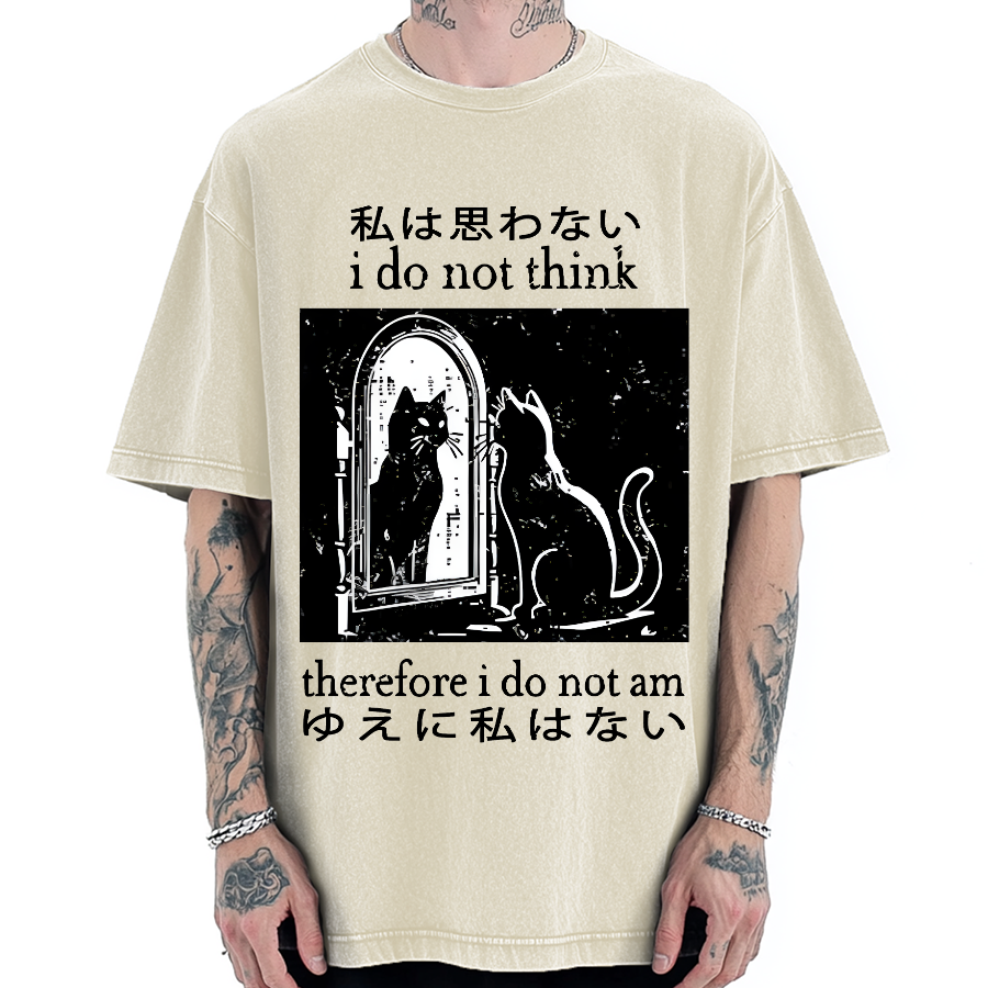 Thinking Cat Vintage Washed T-shirt