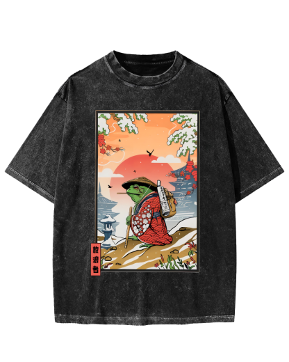 Wanderer Japanese Vintage Washed T-shirt-Zazasy