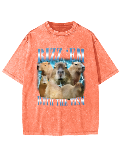 Rizz Em With The  Tism ﻿ Vintage Distressed T-shirt-Zazasy