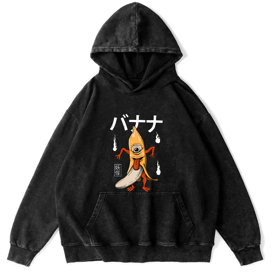Banana Monster Japanese Vintage Distressed Hoodie-Zazasy