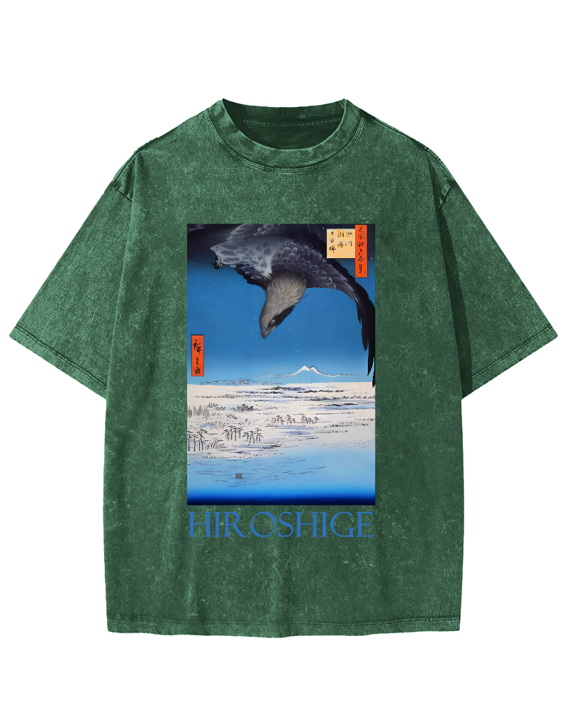 Hiroshige  Vintage Washed T-shirt-Zazasy