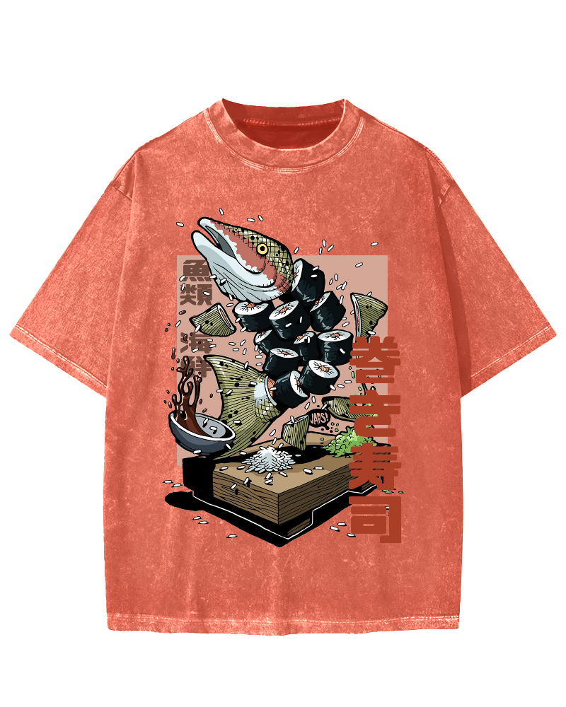 Fish Sushi Vintage Washed T-shirt