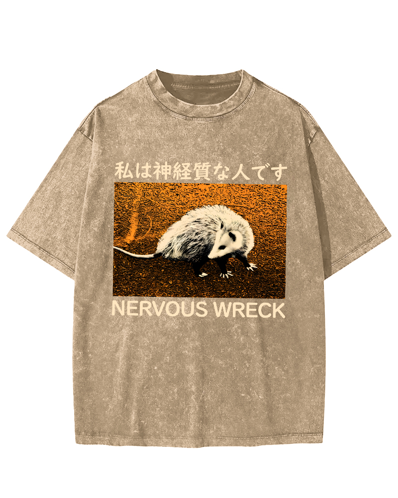 Nervous Wreck The Japanese Style Opossum Vintage Distressed T-shirt-Zazasy