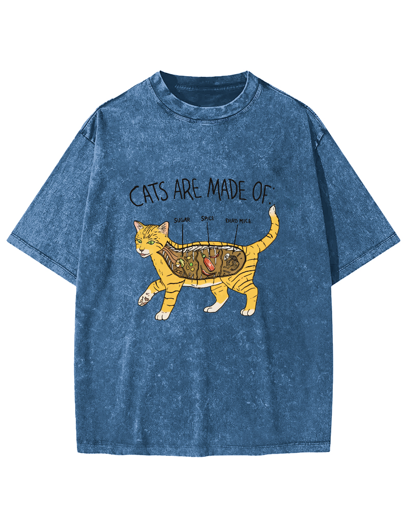 Abstract Cat Japanese Wash T-shirt-Zazasy