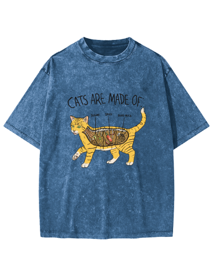 Abstract Cat Japanese Wash T-shirt-Zazasy