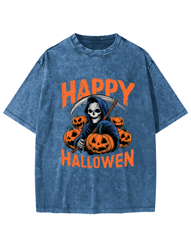 Halloween Pumpkin Lamp  Vintage Distressed T-shirt-Zazasy