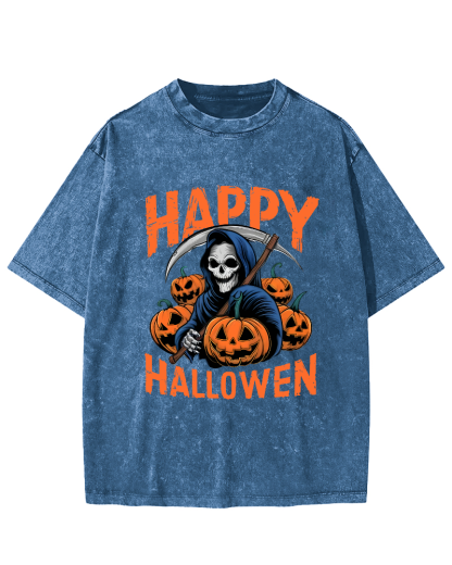 Halloween Pumpkin Lamp  Vintage Distressed T-shirt-Zazasy