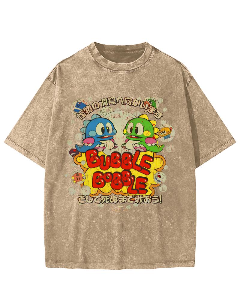 Monster Paradise Japanese Vintage Washed T-shirt-Zazasy