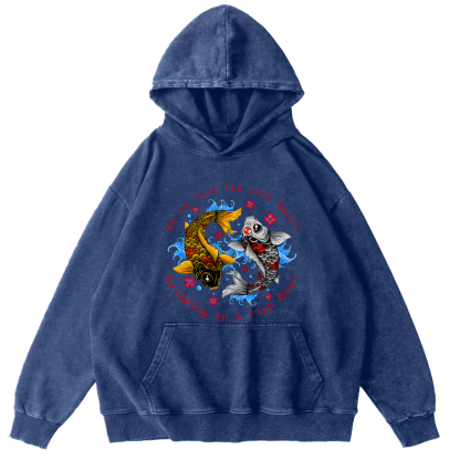 Japanese Koi Fish Vintage Washed Hoodie-Zazasy