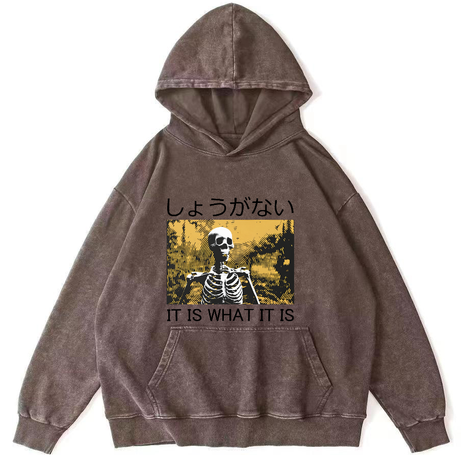 Retro Skeleton Japanese Style Vintage Distressed Hoodie-Zazasy