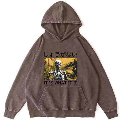 Retro Skeleton Japanese Style Vintage Distressed Hoodie-Zazasy