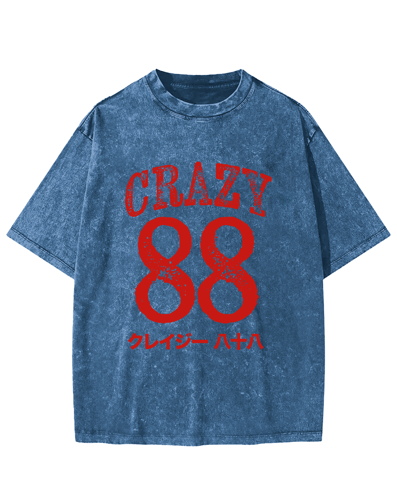 Crazy 88 Japanese Style Vintage Washed T-shirt-Zazasy