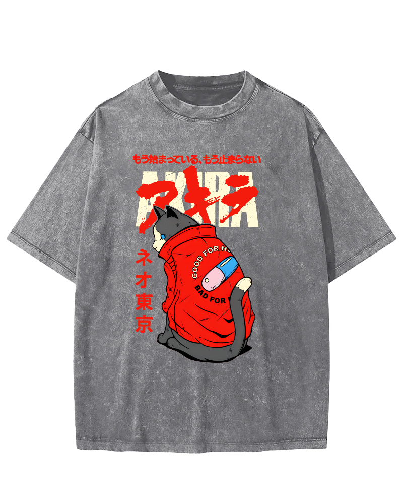 Cats in Tokyo Vintage Distressed T-shirt-Zazasy