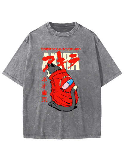 Cats in Tokyo Vintage Distressed T-shirt-Zazasy