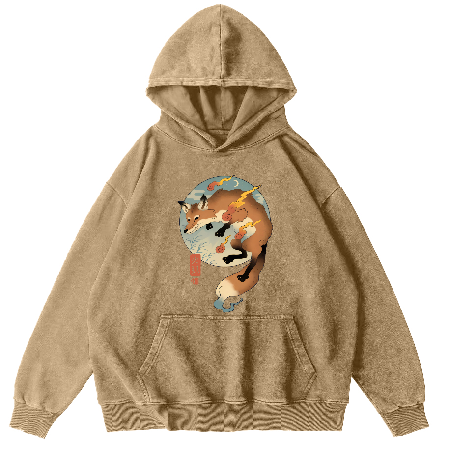Firefox Japanese Vintage Distressed Hoodie-Zazasy