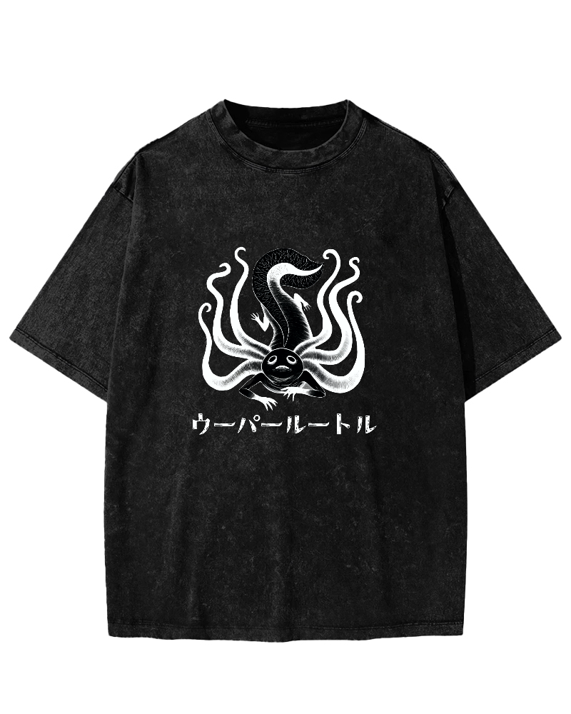 Japanese Personalized Octopus Pattern Vintage Distressed T-shirt-Zazasy