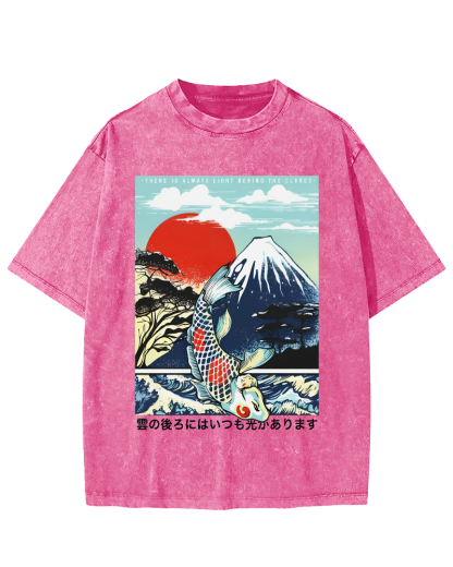 Ukiyo-e koi Vintage Washed T-shirt-Zazasy