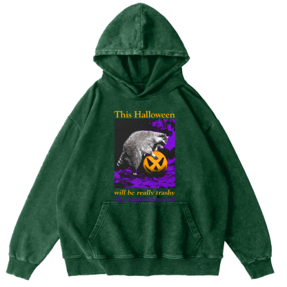 This Year's Halloween Will Be a Vulgar Raccoon Vintage Distressed Hoodie-Zazasy