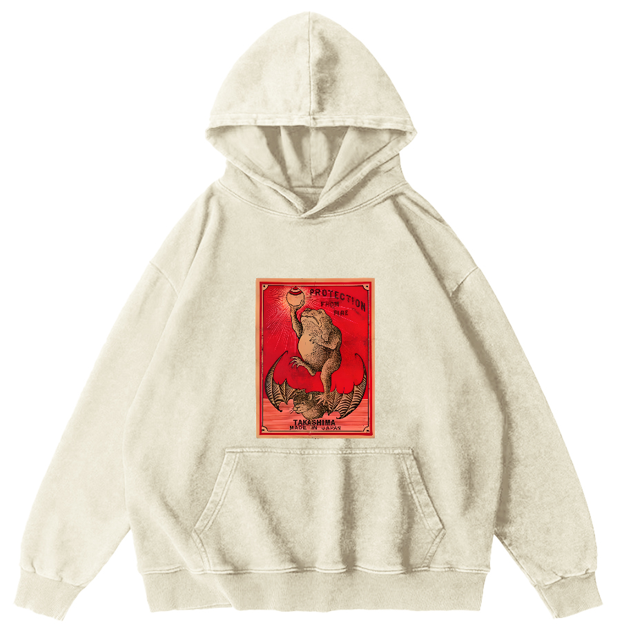 Japanese Matches Frog & Bat Vintage Distressed Hoodie-Zazasy