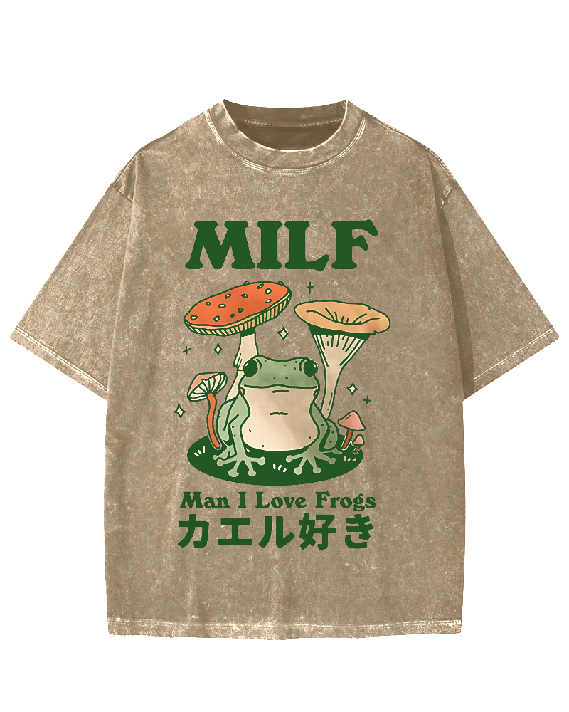Funny MILF Froggy Vintage Washed T-shirt