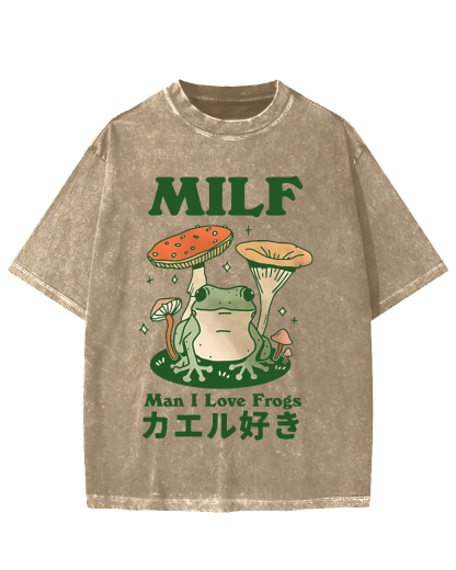 Funny MILF Froggy Vintage Washed T-shirt