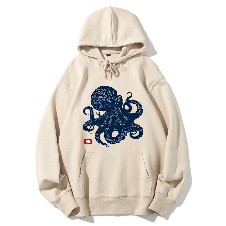 Japanese Octopus Cotton Hoodie