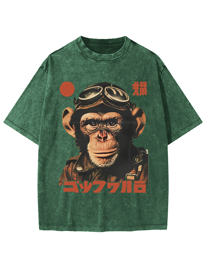 Gorilla Japanese Vintage Distressed T-shirt-Zazasy