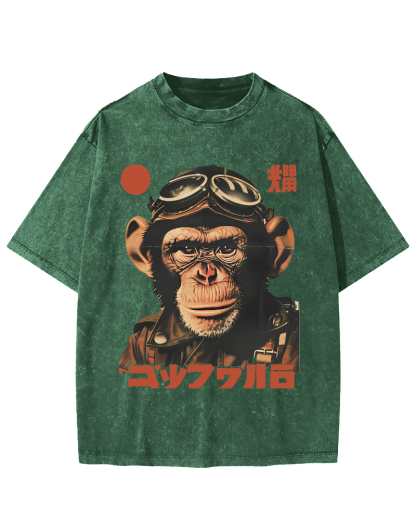Gorilla Japanese Vintage Distressed T-shirt-Zazasy