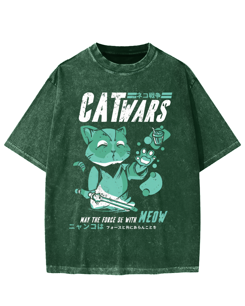 Cat Wars Vintage Washed T-shirt