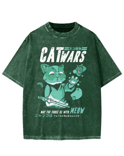 Cat Wars Vintage Washed T-shirt