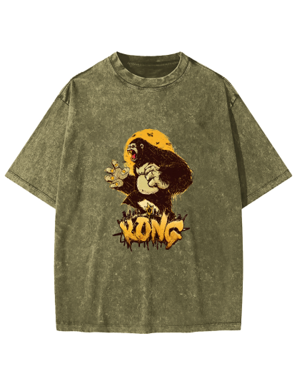 Retro Gorilla Pattern Vintage Distressed T-shirt-Zazasy